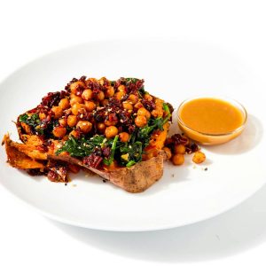 Chickpea & Spinach-Stuffed Sweet Potato