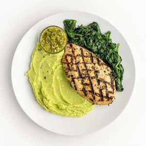 Grilled Chicken with Sautéed Spinach
